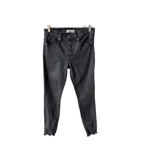 Madewell Mid Rise Skinny Jeans Pants Black Button Fly Raw Hem H3026 Size 26